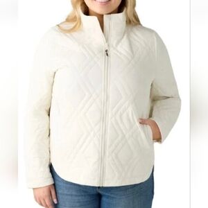 Womens Voyager Quilted Jacket XL Cream Water Resistant Lightweight Full Zip New
